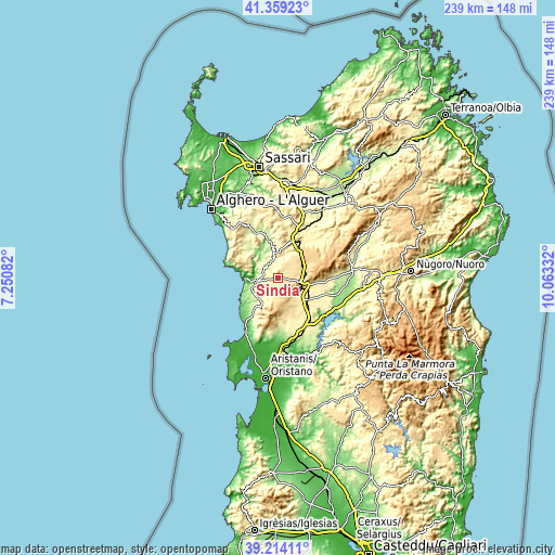 Topographic map of Sindia