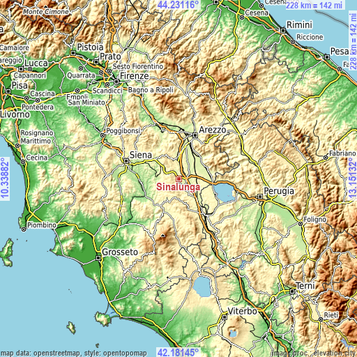 Topographic map of Sinalunga