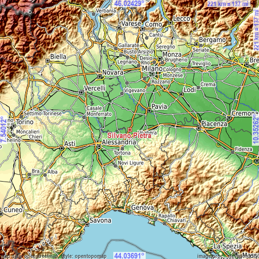 Topographic map of Silvano Pietra