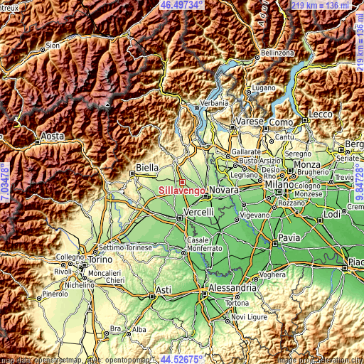 Topographic map of Sillavengo