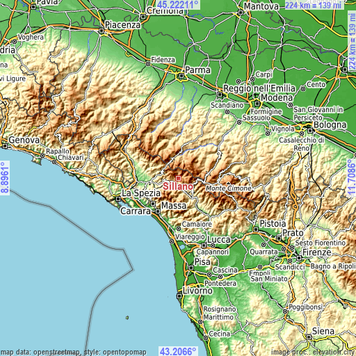 Topographic map of Sillano