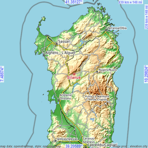 Topographic map of Silanus