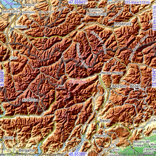 Topographic map of Silandro