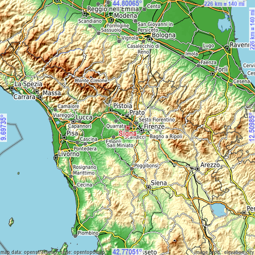 Topographic map of Signa