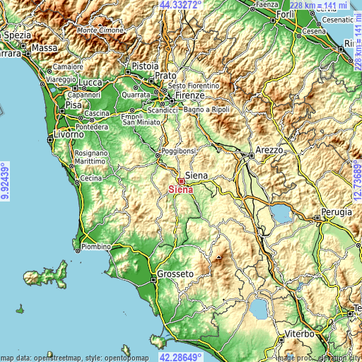 Topographic map of Siena