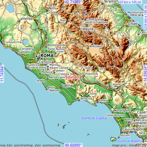 Topographic map of Sgurgola