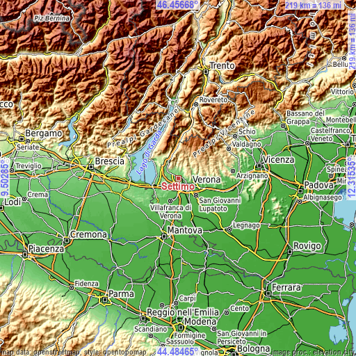 Topographic map of Settimo