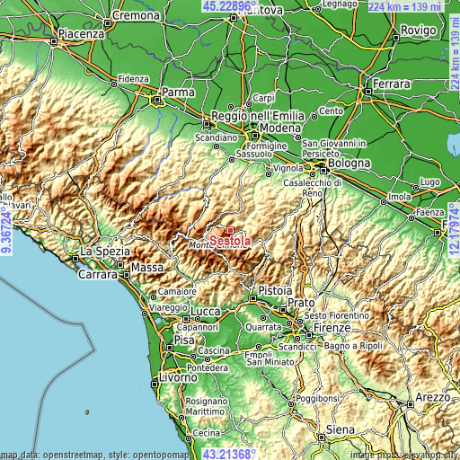 Topographic map of Sestola