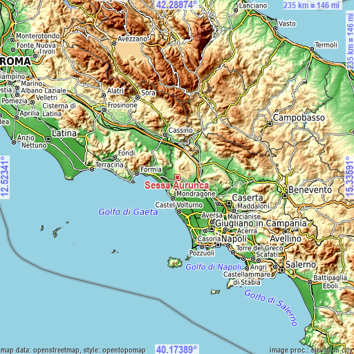 Topographic map of Sessa Aurunca