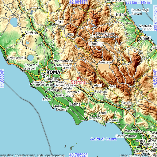 Topographic map of Serrone