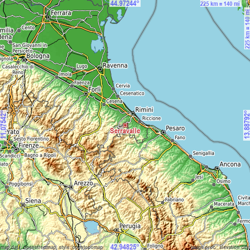 Topographic map of Serravalle