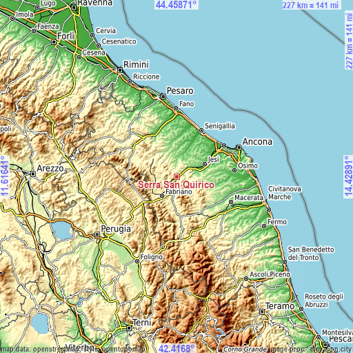 Topographic map of Serra San Quirico