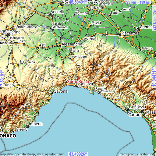 Topographic map of Serra Riccò