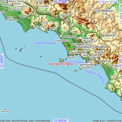 Topographic map of Serrara Fontana