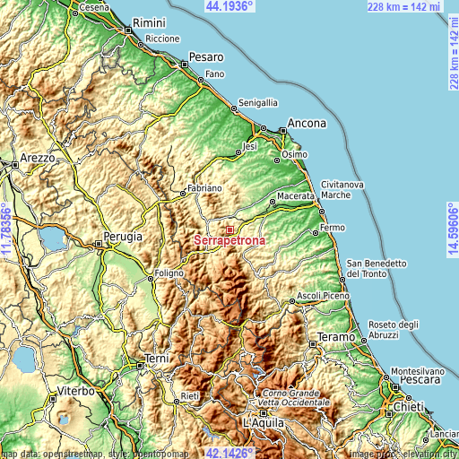 Topographic map of Serrapetrona