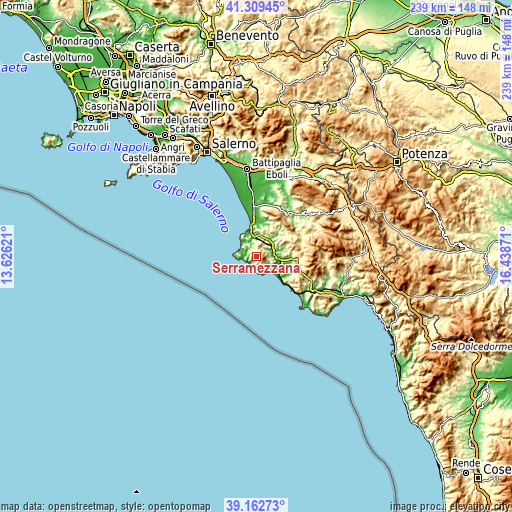 Topographic map of Serramezzana