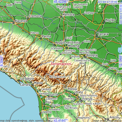 Topographic map of Serramazzoni