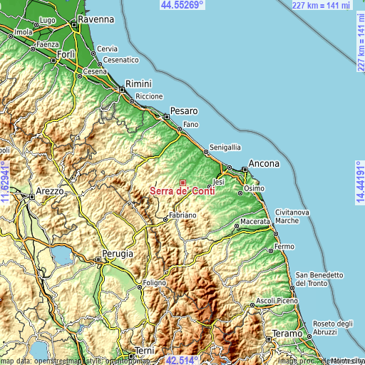 Topographic map of Serra de' Conti