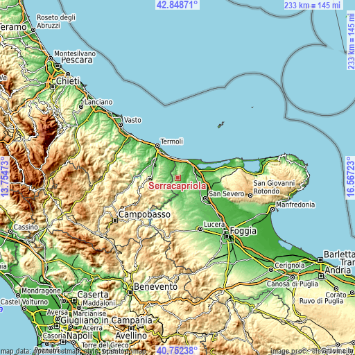 Topographic map of Serracapriola