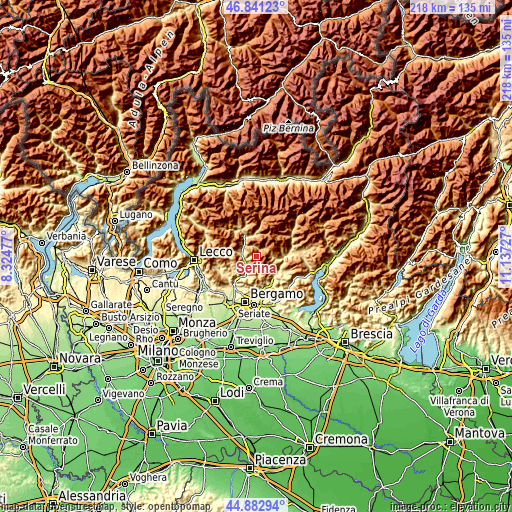 Topographic map of Serina