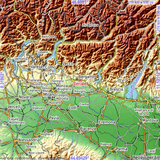 Topographic map of Seriate