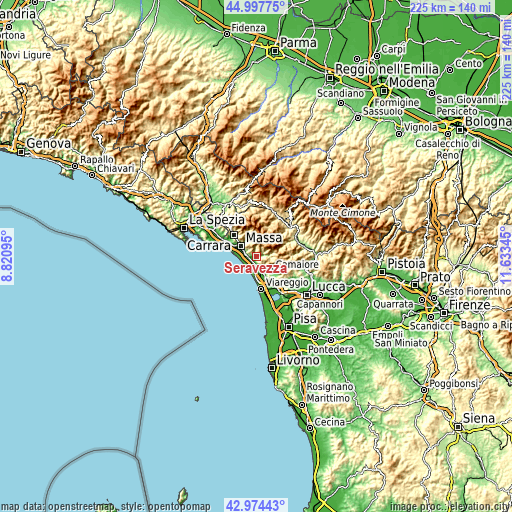 Topographic map of Seravezza