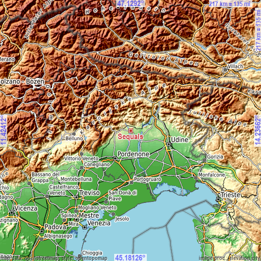 Topographic map of Sequals