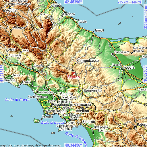 Topographic map of Sepino