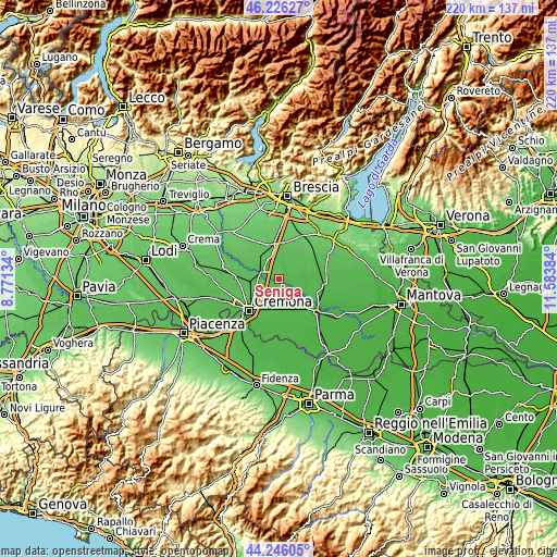 Topographic map of Seniga