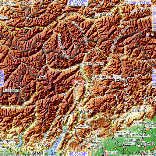 Topographic map of Senale