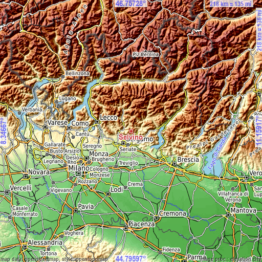 Topographic map of Selvino