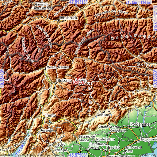 Topographic map of Selva