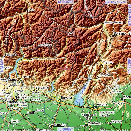 Topographic map of Sellero