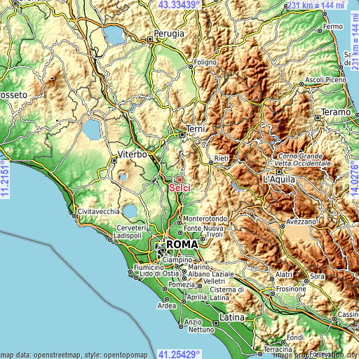 Topographic map of Selci