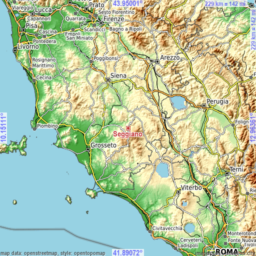 Topographic map of Seggiano