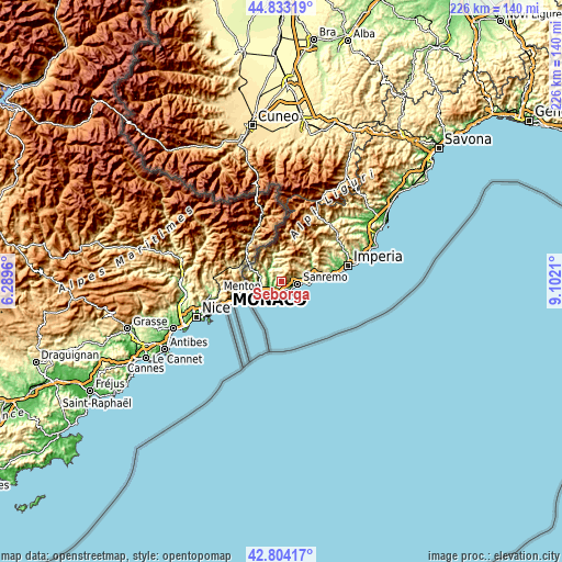 Topographic map of Seborga