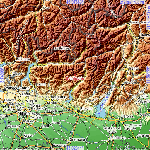 Topographic map of Schilpario