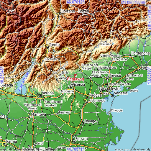 Topographic map of Schiavon