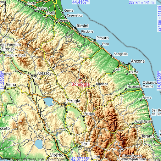 Topographic map of Scheggia