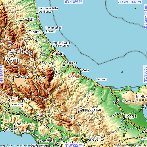 Topographic map of Scerni