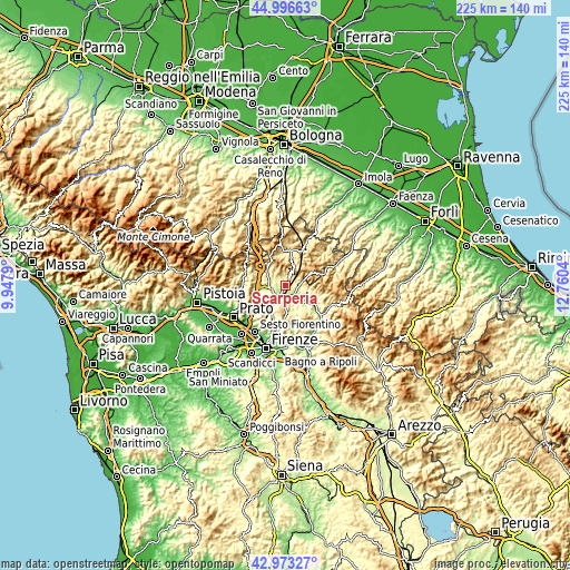 Topographic map of Scarperia