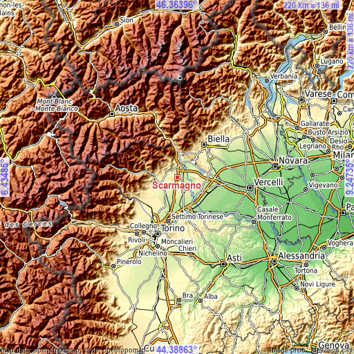 Topographic map of Scarmagno