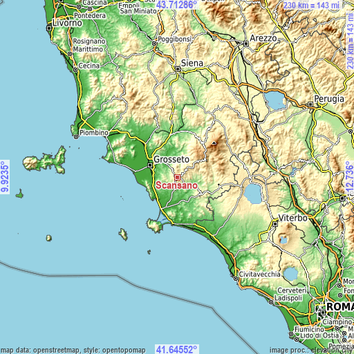 Topographic map of Scansano
