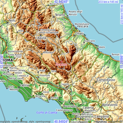 Topographic map of Scanno