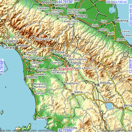 Topographic map of Scandicci