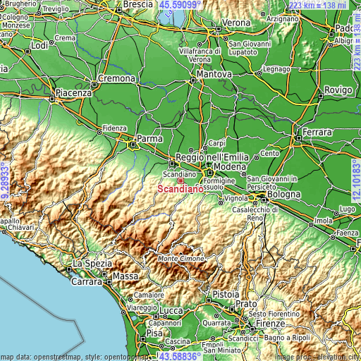 Topographic map of Scandiano