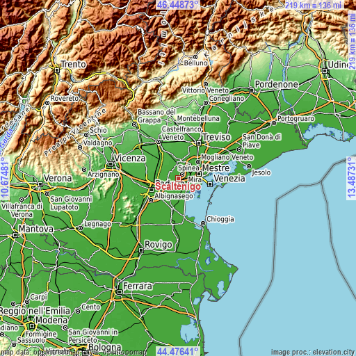 Topographic map of Scaltenigo