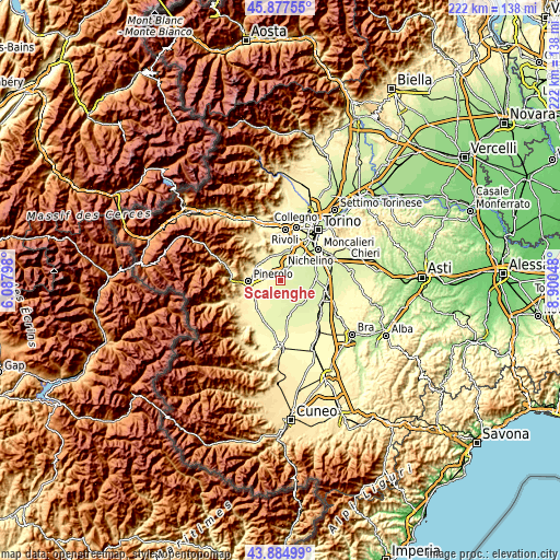 Topographic map of Scalenghe