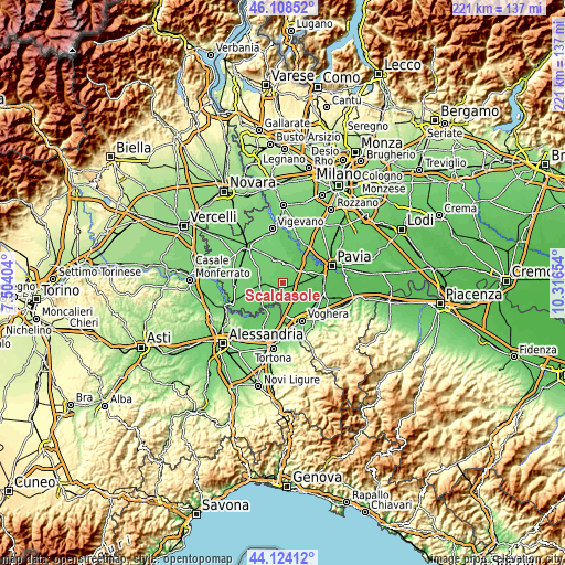 Topographic map of Scaldasole