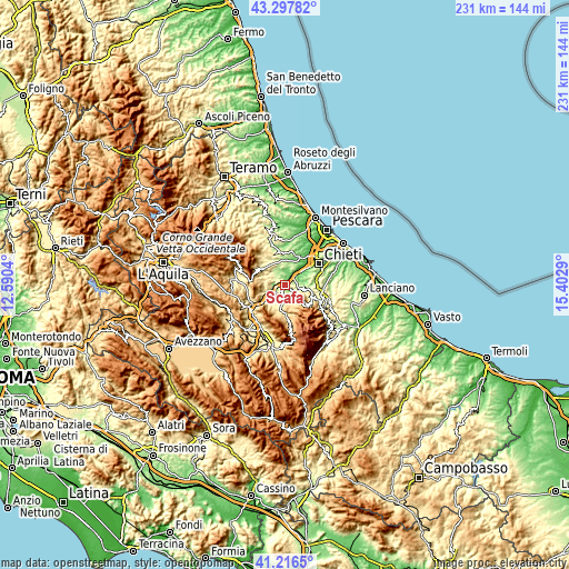 Topographic map of Scafa